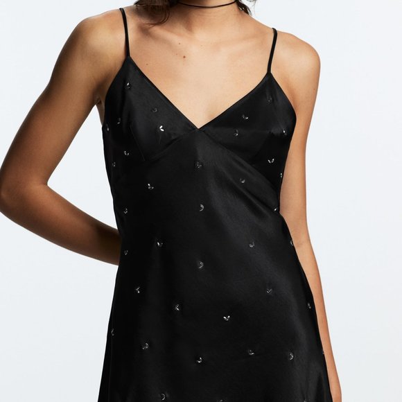 Zara Jewel Trim Mini Slip Dress Sz Small - Picture 7 of 7